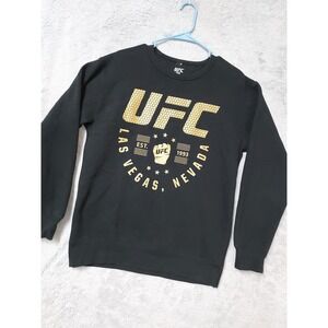 Ufc Sweater Mens Medium Las Vegas Nevada Graphic Black Gold MMA Martial Ars Gold